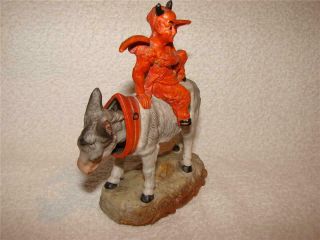 Schafer Vater (?) German Porcelain Bisque Figural Devil On Donkey Nodder Rare