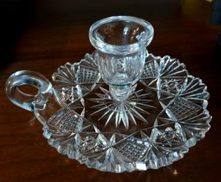 Hawkes American Brilliant Abp Cut Glass Htf Chamber Stick Candle Holder