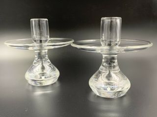 Steuben Signed Crystal Art Glass Teardrop Candlestick Candle Holder 5 "