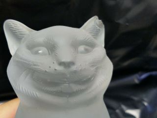 Vintage Lalique France Frosted Crystal Crouching Cat Signed Some Chips S&H 5