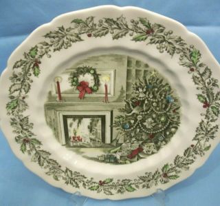 Vintage Johnson Bros Merry Christmas Plates 10 1/2 " Made In England.  Set Of 6