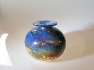 Vintage Blue Glass Vase Isle Of Wight
