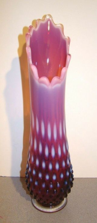 Vintage Fenton Hobnail Plum Opalescent 12 " Swung Vase