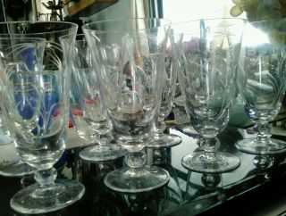 Set Of 9 Crystal Signed Rosenthal Ice Tea Water Stems