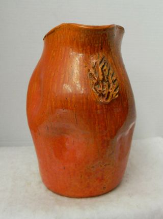 Ex Rare Waymon Cole Chrome Red Glaze Nc Pottery 11 " Pine Cone/bearded Pitcher