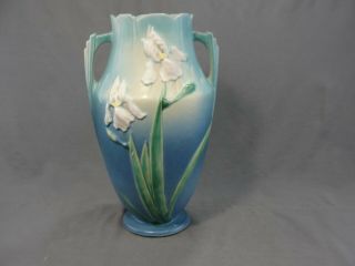 Huge Antique Roseville Pottery White Iris 929 - 15 Art Deco Era 15 1/2 " H 1939