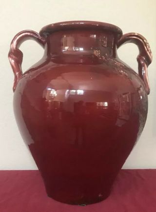 Vintage Italian Extra Large Red 2 - Handle Ceramic Pot/vase Signed 16”