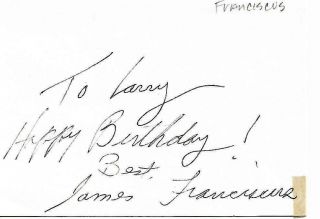 James Franciscus Signed Index Card 3 1/2 X 5