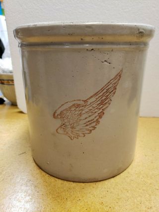 Rare 1 One Gallon - Red Wing Crock - Large Wing - Redwing