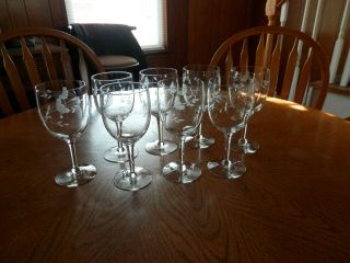 Vintage Princess House Heritage Set Of 12 Stem Wine Goblets Glass Glasses 418
