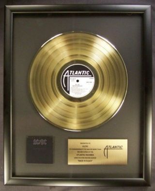 Ac/dc Back In Black Lp Gold Non Riaa Record Award Atlantic Records To Ac/dc
