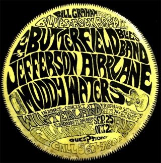 1966 Muddy Waters Jefferson Airplane - Fillmore Button Bg29 Aor 2.  53 Bill Graham
