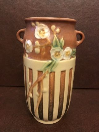 Roseville Pottery “ Cherry Blossom “ Tan Vase,  620 - 7