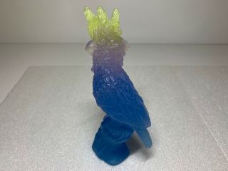 Daum Pate De Verre Art Glass Blue Yellow And Purple Cockatoo Bird Figurine