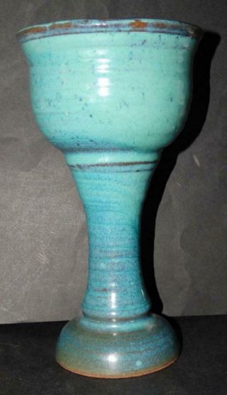 Vintage Harding Black San Antonio Tx Studio Pottery Chalice Goblet 8 1/4 " 1980
