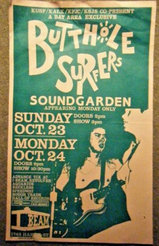 Butthole Surfers,  Soundgarden Orig Flyer 10/ 23&24/ 1988 I - Beam,  S.  F. ,  Ca Punk