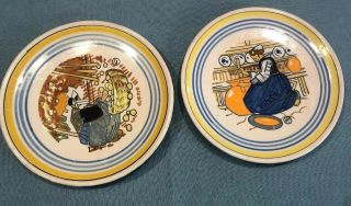 Set Of 2 Vintage Henriot Quimper Plates 7”
