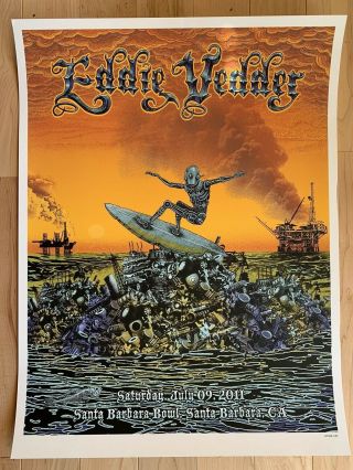 Eddie Vedder 2011 Emek Tour Poster Santa Barbara 7/9/11 Pearl Jam