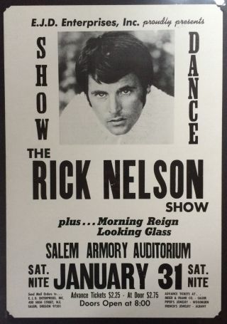 Rick Nelson 1970 Boxing Style Concert Poster