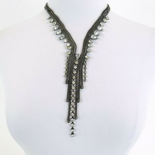 Miranda Lambert Unlabeled Black Metal Jemstone Multi Chain Necklace