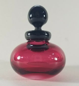 Archimede Seguso Murano Glass Red Perfume Bottle With Stopper,  Vintage,  Italy