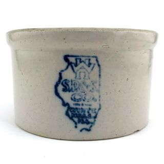 White Hall Stoneware Small Butter Crock Wh S P & S Co Illinois