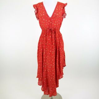 Miranda Lambert Rahi Cali Red Floral Side Slit Long Flowy Dress Size M