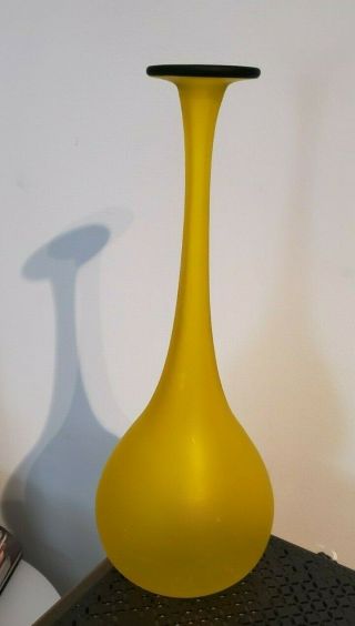 Carlo Moretti Murano Rosenthal Netter Satinato Satin Glass Vase Mcm Yellow Rare