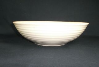 Vintage Bauer Pottery Ring Ware 12 1/2 " Salad Bowl In Rare White Glaze.