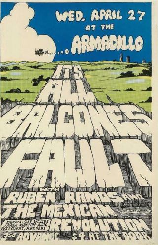 Balcones Fault Austin 1977 Armadillo Concert Poster Rare B