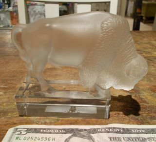 Lalique Bison / American Buffalo Sculpture Signed