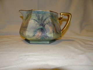 Pickard Antique Large Water Pitcher Lakeside Forest,  Artist Edward Challinor