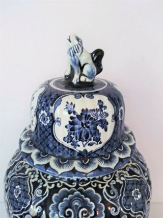 Delfts Royal Sphinx By Boch XXL Cobalt Blue & White Floral Ginger Jar w/Lid 4