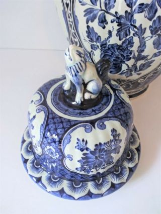 Delfts Royal Sphinx By Boch XXL Cobalt Blue & White Floral Ginger Jar w/Lid 6