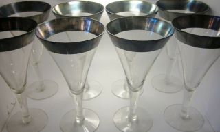 Mcm Dorothy Thorpe Style Silver Rimmed Triangle Fluted Stemware Martini/wine Set