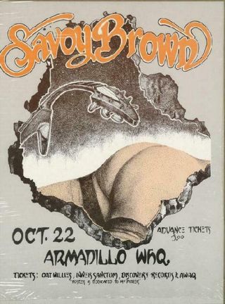 Savoy Brown Austin 1975 Armadillo Concert Poster Featherston