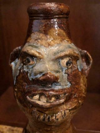 Marie Rogers Figural Face Jug Southern Folk Art Primative Pottery Estate Find