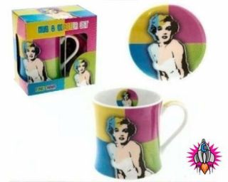 Marilyn Monroe Retro Pop Art Colours Coffee Mug Cup And Coaster Set