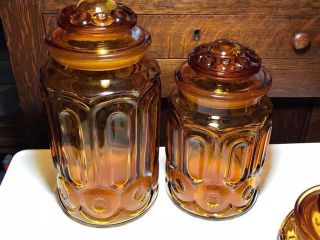 Vintage LE.  Smith Stars and Moons Amber Canister set 2