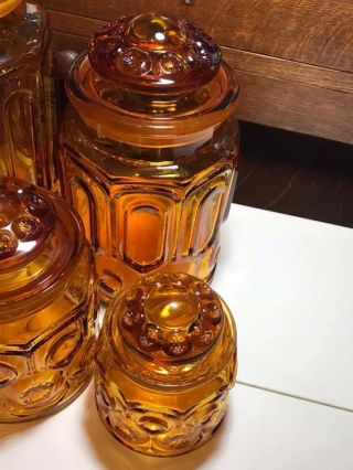 Vintage LE.  Smith Stars and Moons Amber Canister set 4