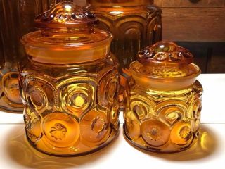 Vintage LE.  Smith Stars and Moons Amber Canister set 5