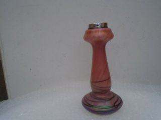 Fabulous Art Nouveau Rindskopf Iridescent Pink Glass Vase With Silver Collar Wow