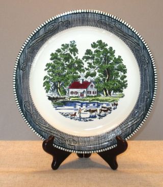 Royal China Currier And Ives Return From Pasture Pie Baker Multi - Color " F " Series