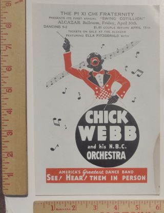 Chick Webb Nbc Orchestra,  Ella Fitzgerald Jazz Concert Handbill Baltimoremd1937