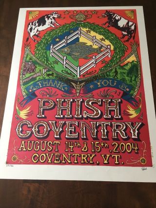 Phish Limited Edition Coventry Poster.  Signed By Jim Pollock 8146/11,  000