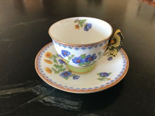 Aynsley Butterfly Handle England Bone China Cup Saucer Teacup 3
