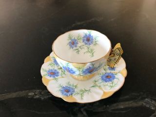 Aynsley Butterfly Handle England Bone China Cup Saucer Teacup 1