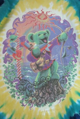 VTG Grateful Dead L Liquid Blue Tie Dye Summer 1998 Tour Concert T Shirt XL 4