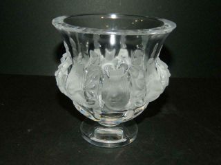 Lalique Crystal Dampierre Vase Birds & Vines Signed Vintage