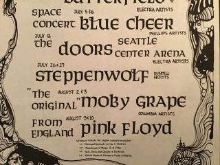 1968 Pink Floyd doors Seattle handbill 2